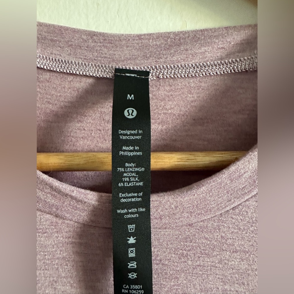 Lululemon Athletica Heather Dusty Rose Balancer Short Sleeve Shirt size Medium - Picture 11 of 12